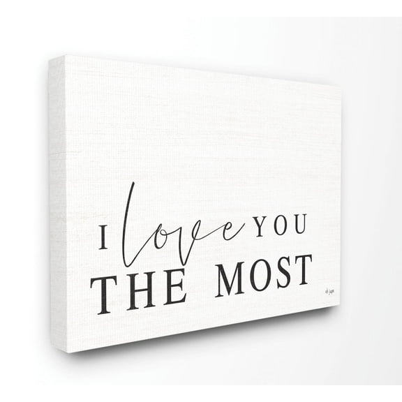 Stupell Home Décor Love the Most Black And White Family Word Design Canvas Wall Art by Jaxn Blvd.