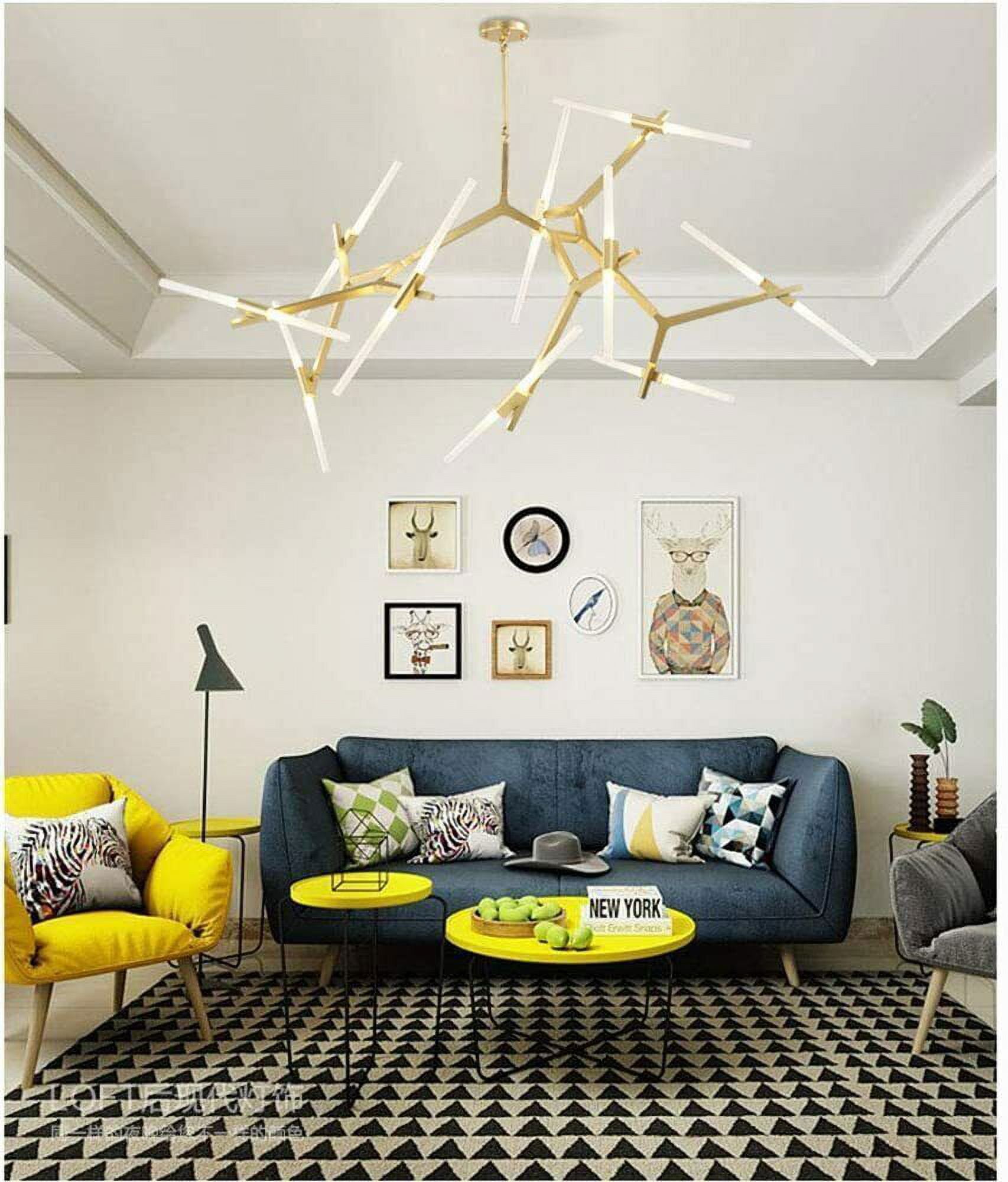 KPIBEST Mid Century Gold Sputnik Chandelier Large 20-Lights LED Chandelier Semi Flush Mount Ceiling Light Contemporary Round Dining Room Island Pendant Light Fixture