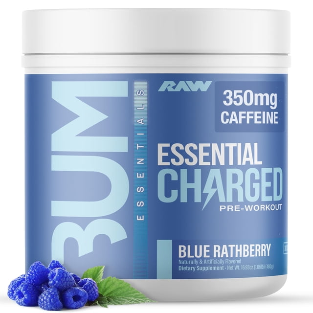 Suplemento para antes del entrenamiento RAW Essential CHARGED Blue Rathberry