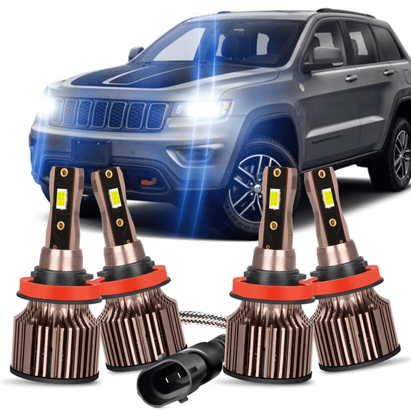 For 2018 2019 2020 2021 2022 Jeep Grand Cherokee LED Headlight Bulbs H9/H11 High Beam and Low Beam 4pcs