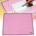 thumbnail image 5 of Estera de corte portátil plegable A2, autocurativa, línea de cuadrícula, papel, tela de cuero, artesanía, almohadilla de tallado, color rosa, 5 of 5