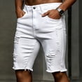 thumbnail image 2 of XDZJLR White Mens Jean Shorts Distressed Denim Shorts Ripped Casual Summer Street Style Men Denim Shorts S, 2 of 4
