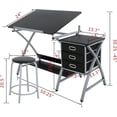 thumbnail image 3 of JJUN Drafting Table and Stool, Tilted Draft Table Desk w/Drawers, Artist Drawing Desk Craft Table for Drafting, Painting, Reading, Writing, 3 of 9