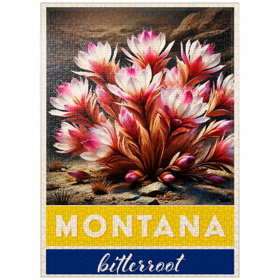 MyPuzzle - State Flowers Series: Montana, Bitterroot - Premium 1000 Piece Jigsaw Puzzle for Adults