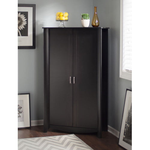 Bush Furniture Aero Tall Storage, Tall Corner Cabinet With Doors Black