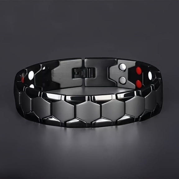 Men's magnetic titanium steel sleeve buckle bracelet, 4 -in -1 energy handband, not easy to allergic, waterproof, durable fashion wristband -ideal Father's Day gift,Alloy