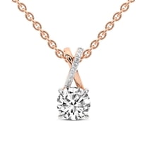 Diamond Pendant Necklace For Women | 2 Carat IGI Certified Round Shape Lab Grown Diamond | Lou Slider Lab Diamond Pendant Necklace In 14K Rose Gold | FG-VS1-VS2 Quality | Friendly Diamonds
