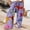 Blue Dog, variant on Pants for Women 3D Paper Rose Floral Print Wide Leg Pants Summer Trendy Elastic Waist Boho Palazzo Pants with Pockets