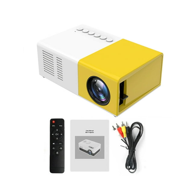 facefd Professional Practical Projector 480x360 Pixels Audio Mini LED Projectors Small 1080P Entertainment Media Player Yellow US Plug