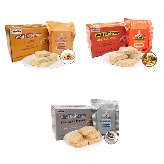 Barre de Ration Alimentaire d'Urgence BDH 3 Boîtes Kit D Durée de Conservation de 20 Ans / MRE Ration Alimentaire de Survie d'Urgence Biscuits à Longue Durée de Conservation Crise Préparation aux Catastrophes