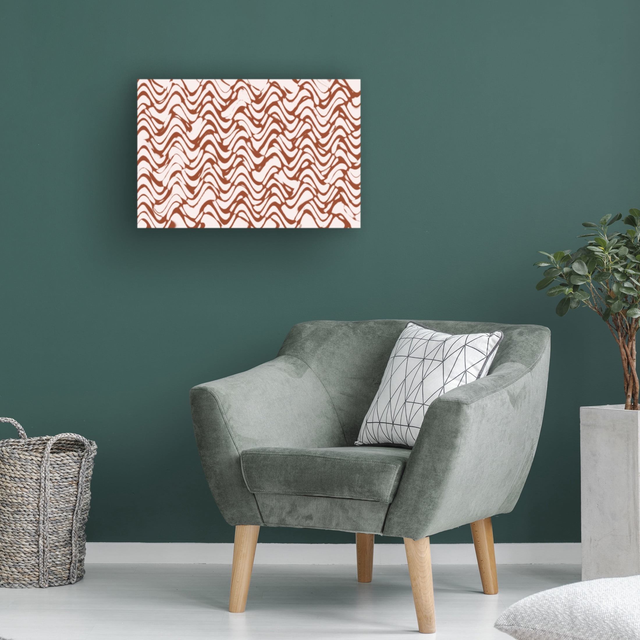 Canvas Wall Art - Treechild 'Wavey Beige Pattern Square' Wall Art for Living Room, Bedroom, or Office D?cor by Trademark Fine Art - 47 x 30 Inches