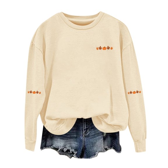 Kaondbfi Sweatshirt for Women Fall Winter Tops Long Sleeve Shirts Oversized Tshirts Round Neck Women's Fashion Essentials Clothing