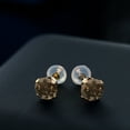 thumbnail image 3 of Gem Stone King 10K Yellow Gold Brown Smoky Quartz Stud Earrings for Women Men Jewelry | 1.60 Cttw | Gemstone Birthstone | Round 6MM, 3 of 3