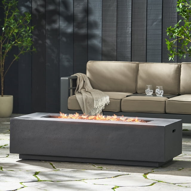 TABLE à Feu Rectangulaire en MGO de 50000 BTU avec Réservoir à l'Extérieur (Couvercle de Réservoir Non Inclus)