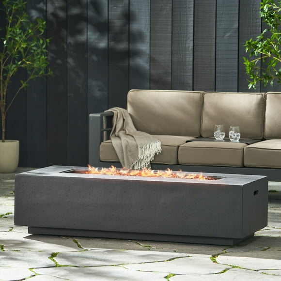 Rectangle Outdoor Gas Fire Pit Table, 50,000 BTU Propane Fireplace for Patio and Backyard, Ideal for Outdoor Gatherings (Tank Cover Not Included)