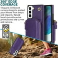 thumbnail image 6 of ELEHOLD Luxury Wallet Case Compatible with Samsung Galaxy S22 6.1 inch,Zipper Closure Luxary PU Leather with Phone rope Card Slot Shockproof Kickstand Case,Purple, 6 of 9