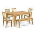 thumbnail image 3 of East West Furniture CAAN6-OAK-C Kitchen Dinette Table & 4 Chairs & Also A Wooden Bench, Oak, 3 of 4