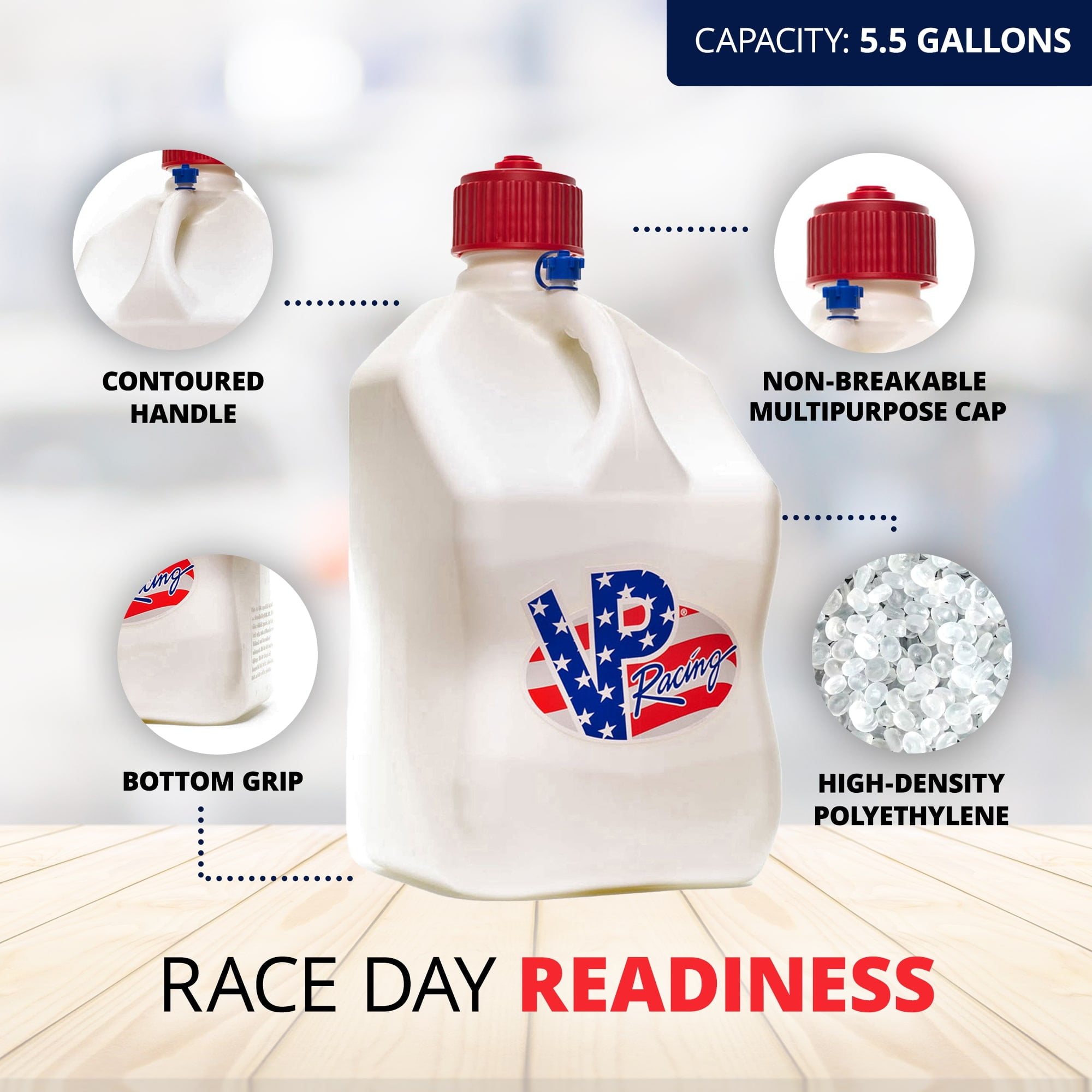 VP Racing 5.5 Gal Motorsport Racing Liquid Container Utility Jug, Patriotic