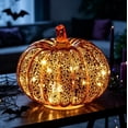 thumbnail image 4 of Halloween Fall Pumpkin  Lamp,Sparkling Glass Pumpkin Night Lantern,6.6x5.5 inch Light Up Pumpkin Decor,A, 4 of 7