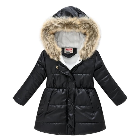 Godderr Kids Girls Winter Down Hoodie Jacket Coat down Snowsuit Zip up Hoodie Snowsuit Outerwear Waist retraction Solid Color Autumn Winter Outerwear