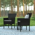 thumbnail image 3 of Emma + Oliver Set of 2 Modern Black Wicker Patio Chairs with Removable Gray Cushions for Indoor and Outdoor Use, 3 of 13