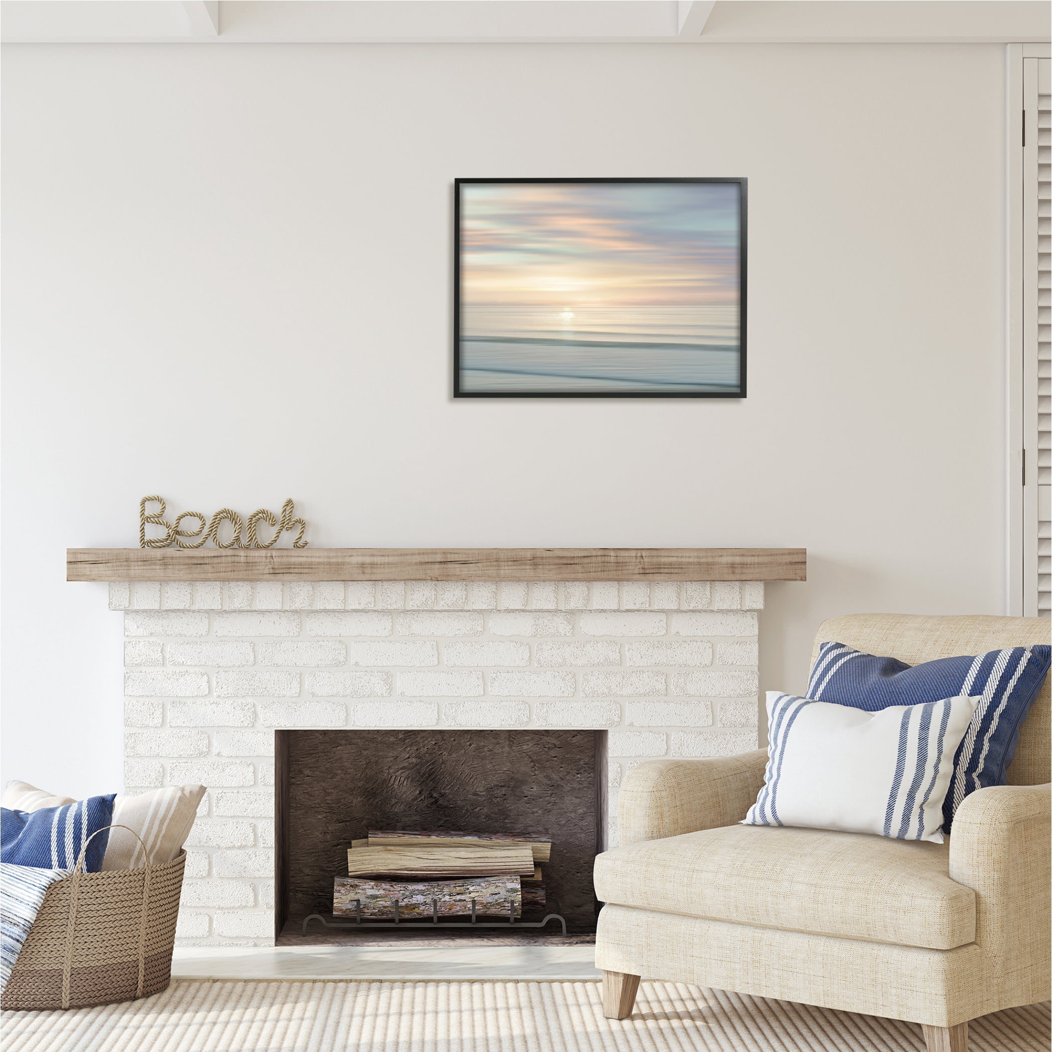 Stupell Industries Sun on Ocean Reflection Nature Photography Black Framed Art Print Wall Art, 30 x 24