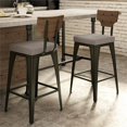 thumbnail image 3 of Amisco Rally 30.88" Faux Leather Bar Stool in Taupe Gray/Gun Metal, 3 of 7