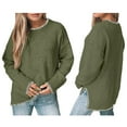 thumbnail image 3 of Womens Crewneck Pullover Sweater Long Sleeve Knit Side Slit 2025 Fall Winter Sweater Tops Green S, 3 of 5