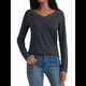 thumbnail image 2 of Camisetas con Cuello en V para Mujer, Blusas de Encaje de Larga, Holgadas, Elegantes e Informales, para Otoño e Invierno, A . Gris Oscuro M, 2 of 8