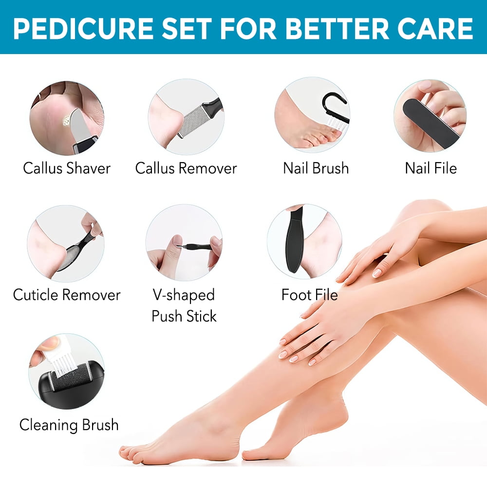 ATMOKO Electric Foot Callus Remover, 16-in-1 Professional Pedicure Tools Foot Care Kit, Foot Scrubber Electric Feet File Pedi for Hard Cracked Dry Dead Skin, Black