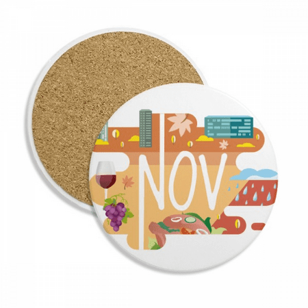 

November Month Season Illustration Coaster Cup Mug Tabletop Protection Absorbent Stone