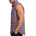 thumbnail image 6 of BLTIBY Men's Sleeveless Plaid Tank Tops Button Down Casual Cowboy Vest Shirts with Pockets Purple 3XL, 6 of 9