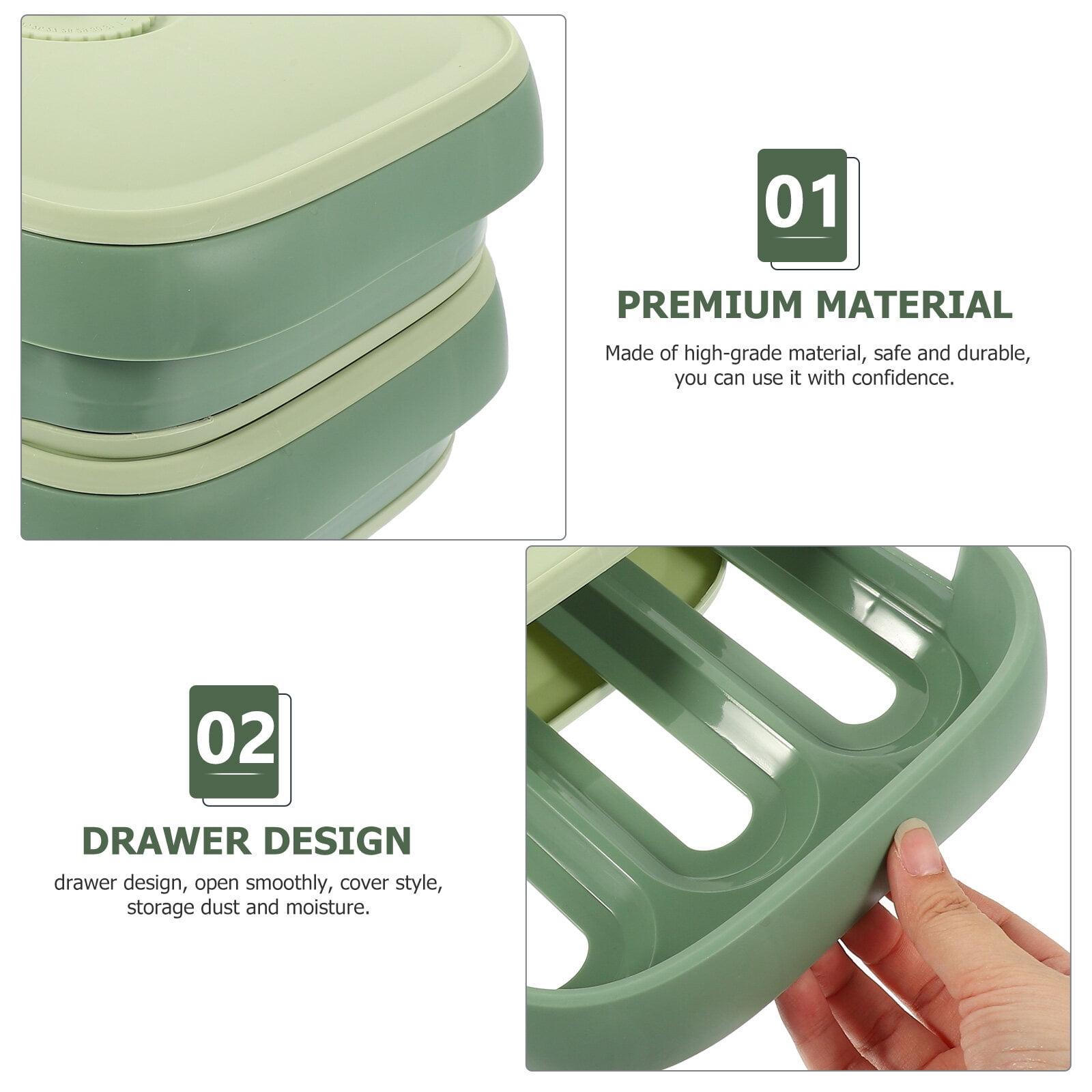 Durable PP Egg Carrier Box with Drawer Design for Kitchen Fridge Storage Large Capacity 7.5 x 5.2 x 3.8 Inches