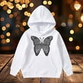 thumbnail image 2 of Hwmodou Girls Hoodies Butterfly Print Hoodie Warm Leisure Comfy Top,3-14Y, 2 of 7