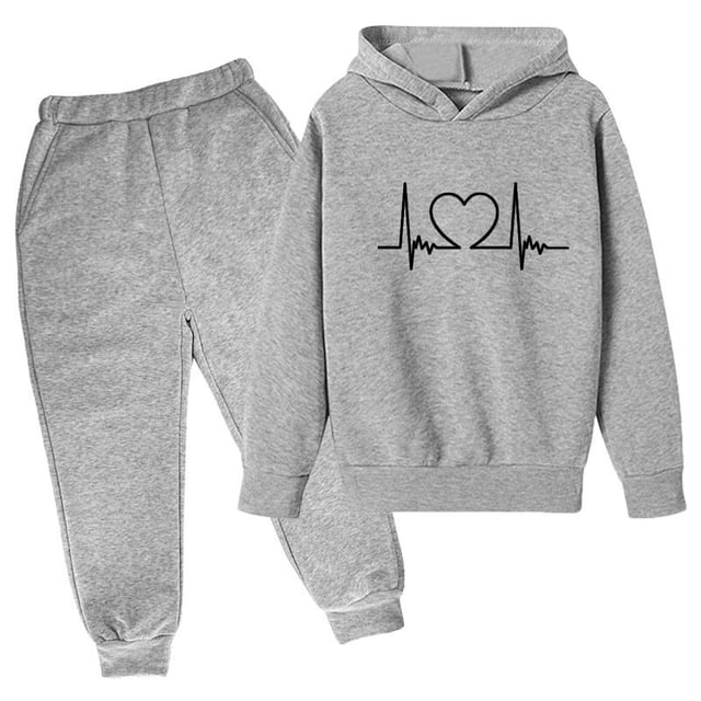 Odeerbi 3-14 Años Niños Niñas San Valentín Conjuntos Amor Impreso Sudaderas Capuchas Pantalones Niños Manga Larga Sudaderas Con Capucha