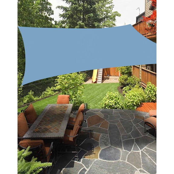 Sun Shade Sail 8'x10' Sky Blue Rectangle Sun Shade Sails Canopy Waterproof Solid Color Outdoor Sunshades Sand UV Block Cover Shades Cloth for Patio Backyard Garden Deck Porch Lawn