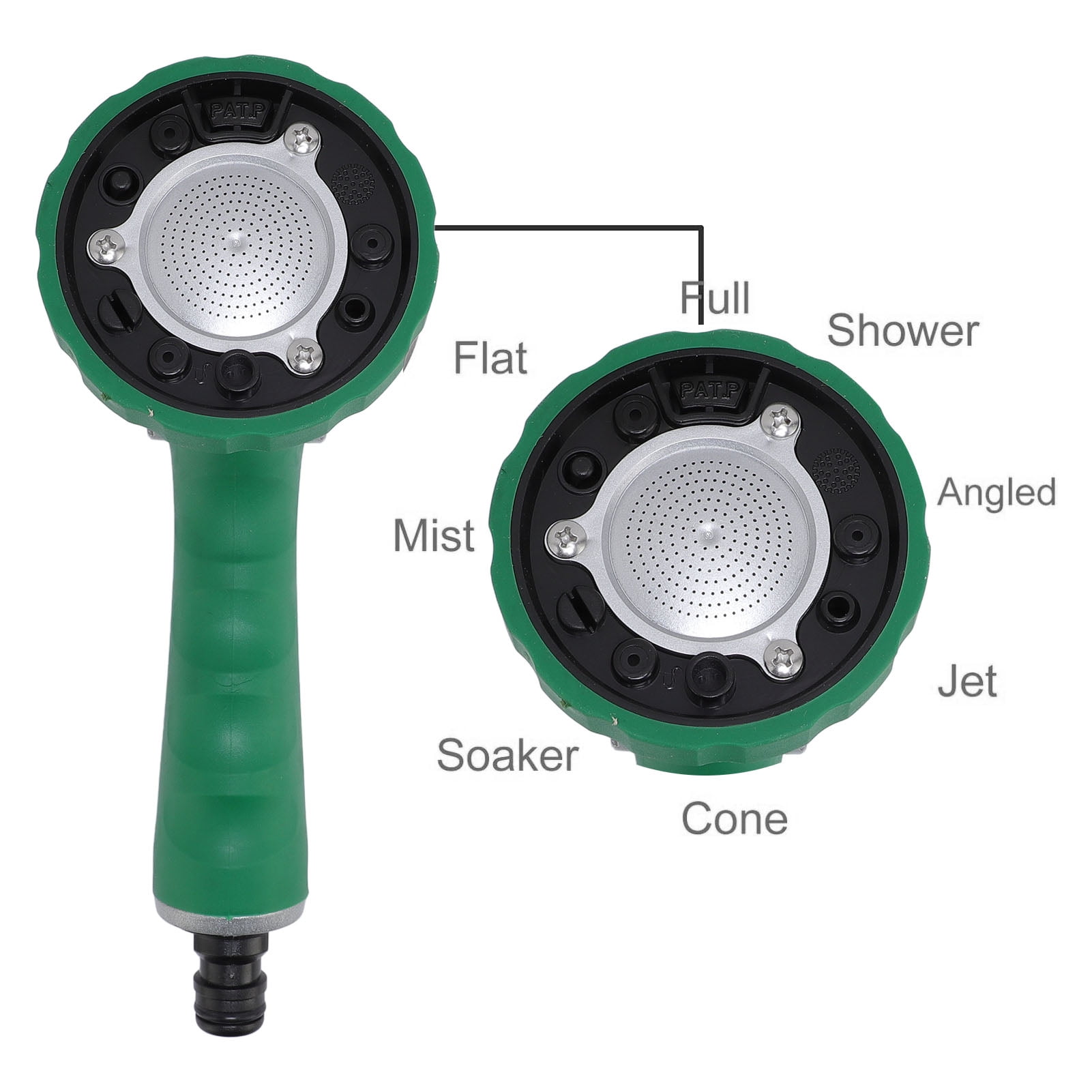 Nieyigj Garden Hose Nozzle, 6 Patterns Slip Resistant Ergonomic Grip High Pressure Sprayer for Washing Car & Garden (8.27 inches / 21.00 cm)