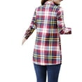 thumbnail image 3 of Seyurigaoka Winter Women Juniors Sherpa Wool Lining Shirt Long Sleeve Button-Down Plaid Blouses, 3 of 5