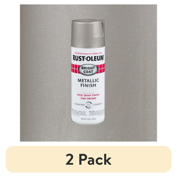 (2 pack) Aluminum, Rust-Oleum Stops Rust Bright Coat Metallic Spray Paint-7715830, 11 oz