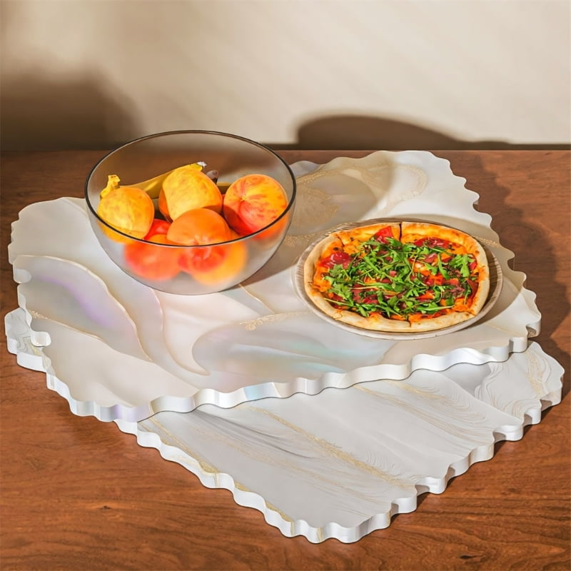 lanema Artistic Wavy Edging Resins Crafting Mold Flexible Food Grade Silicones Coasters Mould For Decorative Trays making Tool