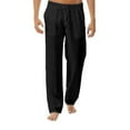 thumbnail image 2 of brillar Pantalones holgados con apariencia de lino para hombre Pantalones de playa casuales con cintura elástica_b, 2 of 3