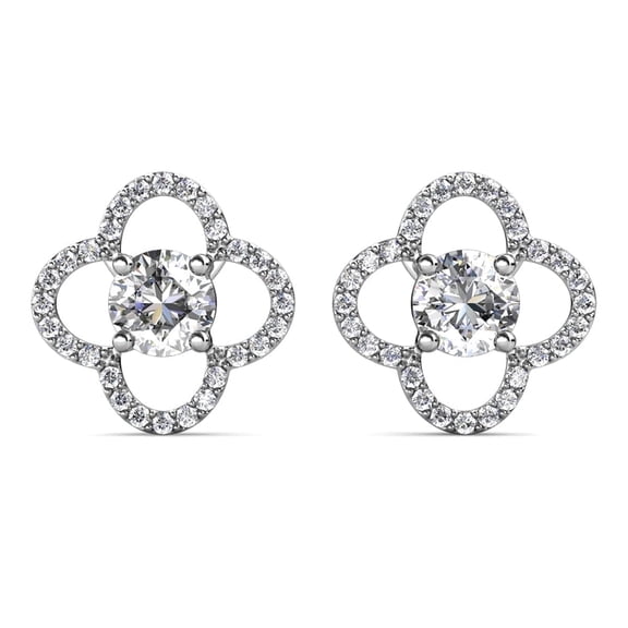 Moissanite by Cate & Chloe Charlotte 925 Sterling Silver Stud Earrings 1.0TCW for Women, Gift for Her