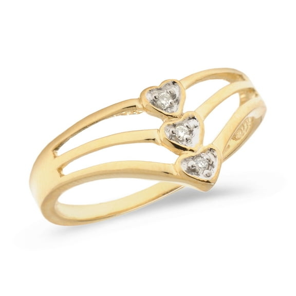 10K Yellow Gold Diamond Heart Ring
