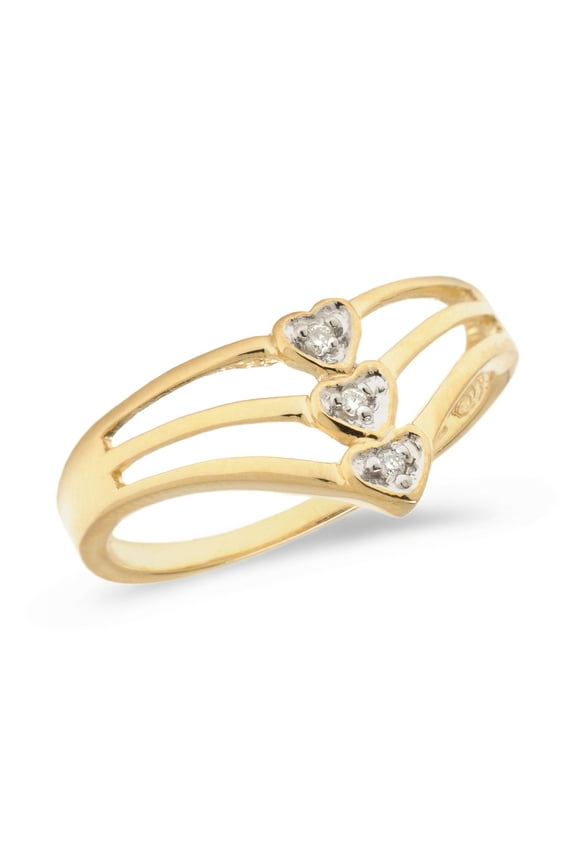 10K Yellow Gold Diamond Heart Ring