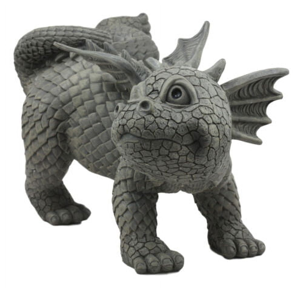 Garden Dragon Peeing Dragon Decorative Garden Accent Sculpture Stone Finish 10 Inch Tall