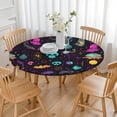 thumbnail image 3 of Mystical Halloween Pattern Round Fitted Tablecloth with Elastic Edge,Dining Table Cover Waterproof,Outdoor Round Tablecloth for Camping,Dining,Indoor and Outdoor, 3 of 7