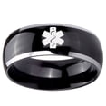 thumbnail image 2 of Tungsten Medical Alert 8mm Glossy Black 2 Tone Dome Polished Edges Men Ring, 2 of 2