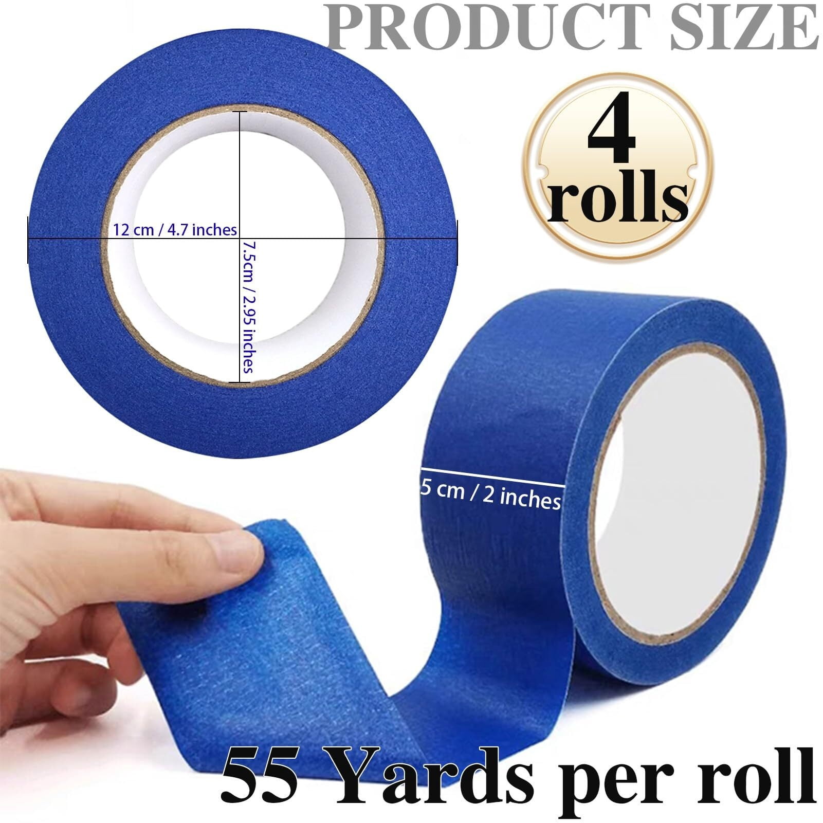 Painters Tape 2 Inch Wide, 4-Packs Blue Painters Tape for General Purpose Use, 2 Inches X 55 Yards X 4 Rolls, 330 Yards in Total