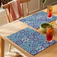 thumbnail image 4 of Vintage Morocco Placemats Set of 8 Traditional Tribal Abstract Geometric Blue Place Mats Indoor Wipeable Table Mats Washable Dining Table Placemats for Kitchen Holiday Party Home Decor 13x19 Inch, 4 of 9