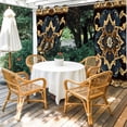 thumbnail image 4 of Abstract Boho Flower Pattern Brown Outdoor Curtains for Patio Waterproof, Yellow Blue Rustic Tribal Grommet Curtains for Porch Outside Privacy Drape for Gazebo Garden Pergola, 1 Panel, 54x95in, 4 of 9